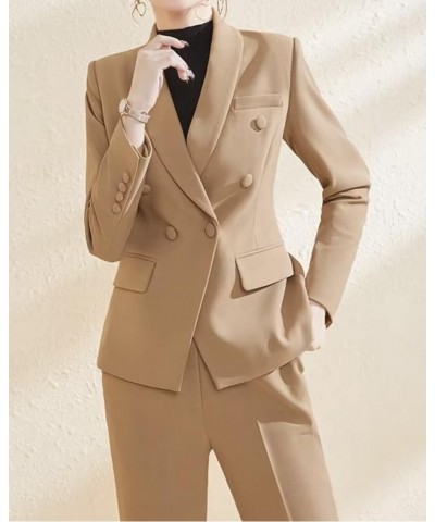 Women's 2 Pieces Pant Suit Set Long Sleeve Blazer Jacket Double Breasted Business Suit for Work Teal $29.60 Suits