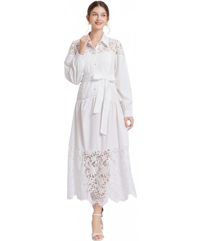 Women's Vintage Retro V-Neck Allover Floral Print Casual Elegant Midi Dress 24390 White $21.59 Dresses