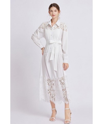 Women's Vintage Retro V-Neck Allover Floral Print Casual Elegant Midi Dress 24390 White $21.59 Dresses