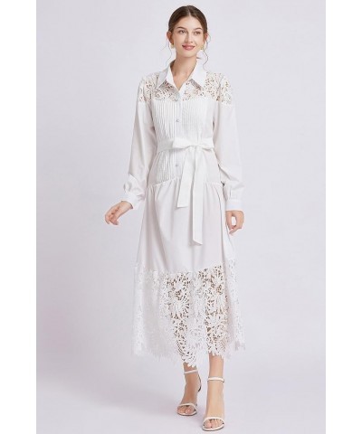 Women's Vintage Retro V-Neck Allover Floral Print Casual Elegant Midi Dress 24390 White $21.59 Dresses