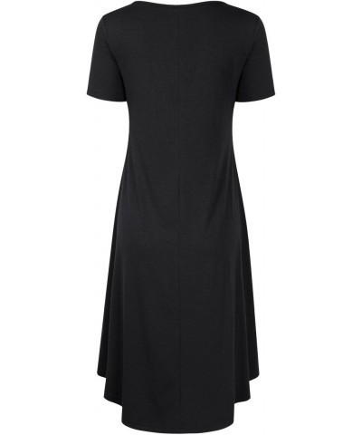 Women Pullover Short Sleeve Pocket Loose Swing Dress (XS,Black) $7.48 Dresses