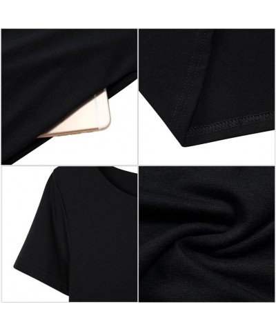 Women Pullover Short Sleeve Pocket Loose Swing Dress (XS,Black) $7.48 Dresses