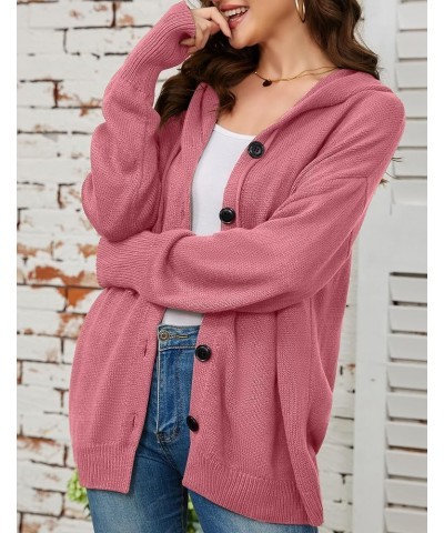 Women's Casual Cardigan V Neck Button Down Hooded Sweaters Long Sleeve Hoodies Outfits Darkred $19.94 Sweaters