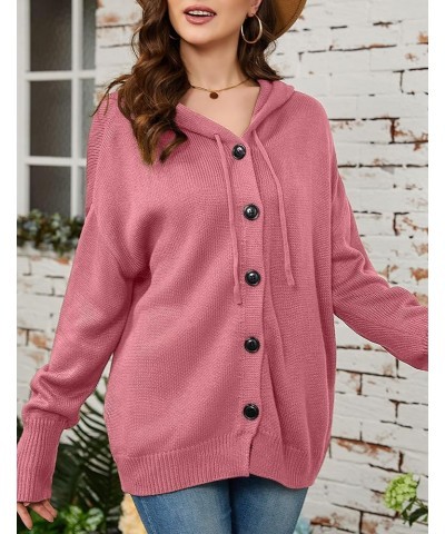 Women's Casual Cardigan V Neck Button Down Hooded Sweaters Long Sleeve Hoodies Outfits Darkred $19.94 Sweaters