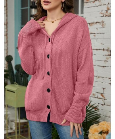 Women's Casual Cardigan V Neck Button Down Hooded Sweaters Long Sleeve Hoodies Outfits Darkred $19.94 Sweaters