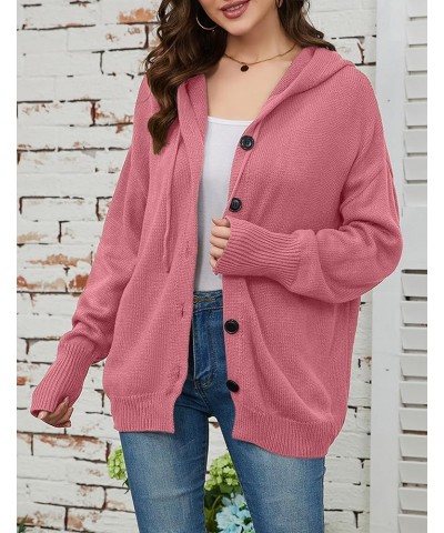 Women's Casual Cardigan V Neck Button Down Hooded Sweaters Long Sleeve Hoodies Outfits Darkred $19.94 Sweaters