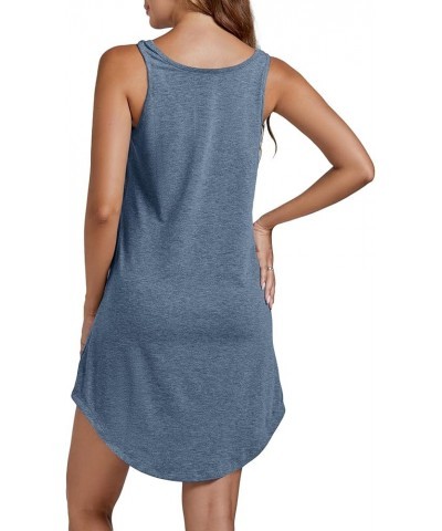 Women's Cotton Tank Nightgown Sleeveless Sleepwear Scoop Neck Full Slip Chemise Nightdress Dusty Blue $16.23 Sleep & Lounge