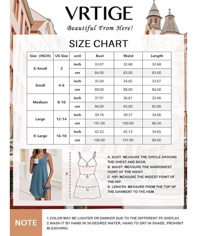 Women's Cotton Tank Nightgown Sleeveless Sleepwear Scoop Neck Full Slip Chemise Nightdress Dusty Blue $16.23 Sleep & Lounge