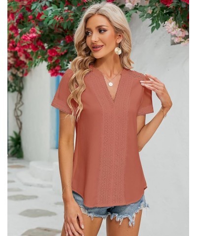 Womens Dressy Casual Blouses Short Sleeve V Neck Business Tops Ladies Trendy Fashion Summer Office Work Shirts Rust $17.48 Bl...