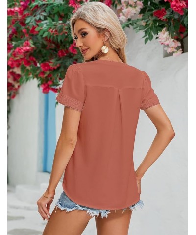 Womens Dressy Casual Blouses Short Sleeve V Neck Business Tops Ladies Trendy Fashion Summer Office Work Shirts Rust $17.48 Bl...