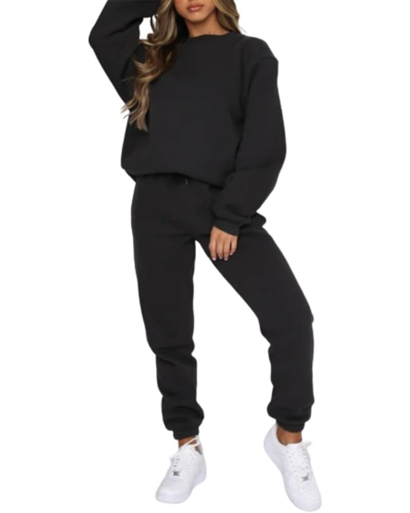 2 Piece Outfits Sweatsuits for Women Long Sleeve Pullover Tops Active Sweatpants with Pockets Jogger Tracksuit Sets Black $15...