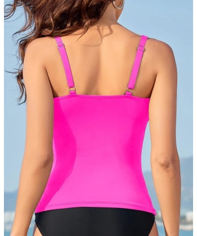 Tankini Tops for Women Swimwear Top Only Tummy Control Bathing Suit Top No Bottom Modest Swim Top Hot Pink $18.35 Swimsuits