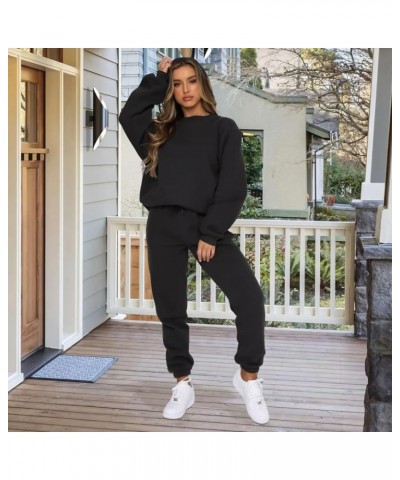 2 Piece Outfits Sweatsuits for Women Long Sleeve Pullover Tops Active Sweatpants with Pockets Jogger Tracksuit Sets Black $15...