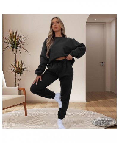 2 Piece Outfits Sweatsuits for Women Long Sleeve Pullover Tops Active Sweatpants with Pockets Jogger Tracksuit Sets Black $15...