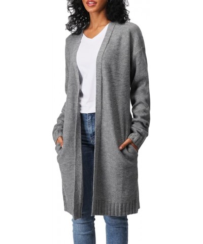 Women's Casual Comfortable Fit Open Front Cardigan Long Sleeve Knit Sweater Long Length Outwear Oscwocal005-gray (Side Pocket...