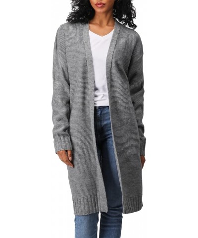 Women's Casual Comfortable Fit Open Front Cardigan Long Sleeve Knit Sweater Long Length Outwear Oscwocal005-gray (Side Pocket...