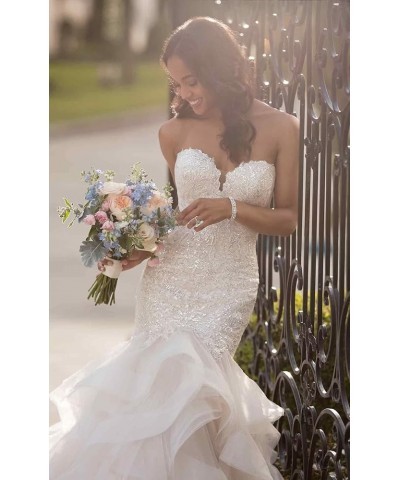 Mermaid Wedding Dresses for Bride 2023 Ball Gown Lace Bridal Dress for Women with Sleeves Cd-u-white $56.20 Dresses