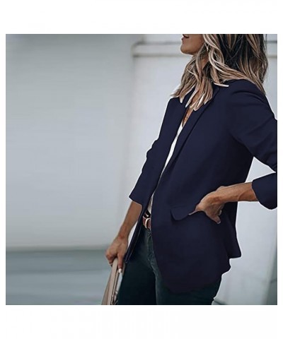 Stutye Women's Blazers Long Sleeve Suit Jackets Solid Color Cardigan Collar Single Button Business & Leisure Top Navy $9.67 B...