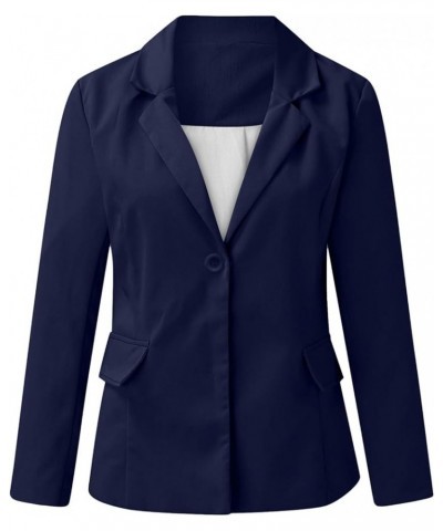 Stutye Women's Blazers Long Sleeve Suit Jackets Solid Color Cardigan Collar Single Button Business & Leisure Top Navy $9.67 B...