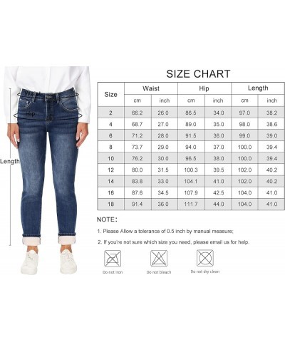 Women's Fleece Lined Jeans Thermal Flannel Lined Jeans Winter Warm Thicken Skinny Stretch Denim Pants Dark Blue $21.83 Jeans