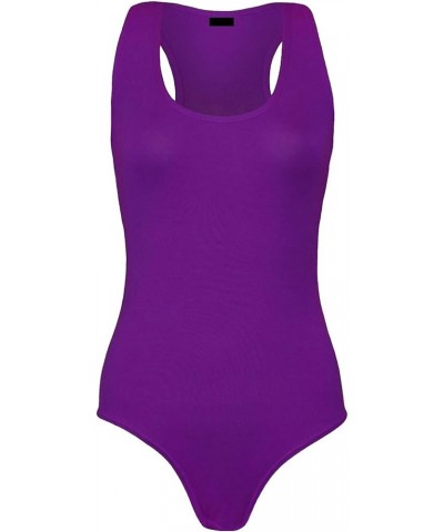 Ladies Racer Back Leotard Womens Plain Sleeveless Muscle Gymnastic Bodysuit Top US 4-10 Purple $8.11 Vests