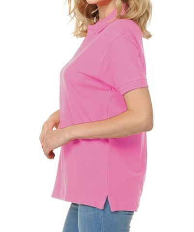 Women's Adult Unisex 100% Cotton Classic Fit Polo Shirt Short Sleeve for Daily Work School Uniform Pink $10.00 Shirts