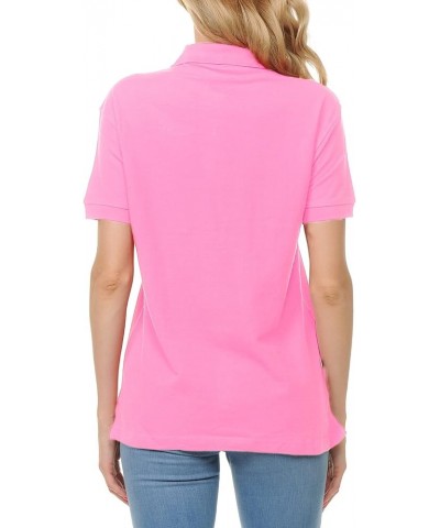 Women's Adult Unisex 100% Cotton Classic Fit Polo Shirt Short Sleeve for Daily Work School Uniform Pink $10.00 Shirts