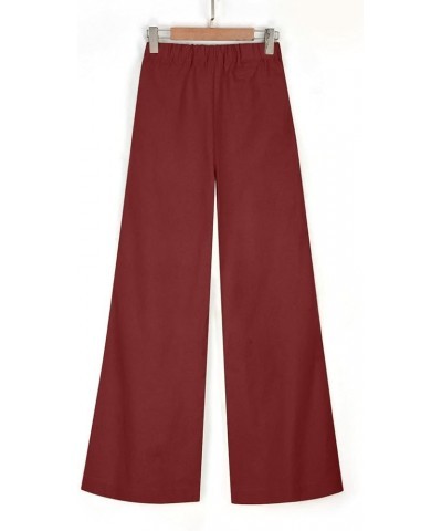 2 Piece Outfits for Women 2023 Summer Casual Linen Sets Button V Neck Sleeveless Vest Tops and Wide Leg Pants Set Wine $9.03 ...