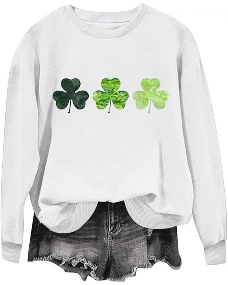 St. Patrick's Day Sweatshirts for Women Trendy 2024 Womens Sweatshirt No Hood Holiday Shirts Crewneck Tops 25 White $7.27 Act...