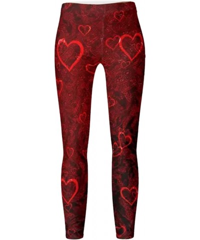 Women's High Waist Valentine's Day Printed Leggings Stretchy Graphic Tights High for Holiday Outfits Red $6.75 Leggings