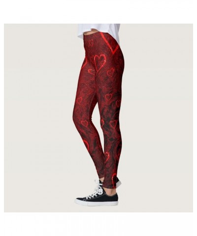 Women's High Waist Valentine's Day Printed Leggings Stretchy Graphic Tights High for Holiday Outfits Red $6.75 Leggings