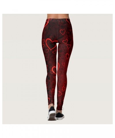 Women's High Waist Valentine's Day Printed Leggings Stretchy Graphic Tights High for Holiday Outfits Red $6.75 Leggings