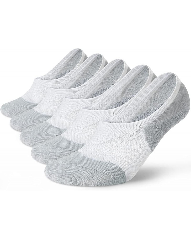 No Show Socks Women Low Cut Cushioned Athletic Ankle Running Compression Socks 5 Pairs White $10.43 Activewear