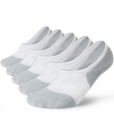 No Show Socks Women Low Cut Cushioned Athletic Ankle Running Compression Socks 5 Pairs White $10.43 Activewear