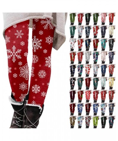 Leggings for Women Christmas Fashion Print Tunic Workout Leggings 2022 Winter Casual Slim Thick Plus Size Yoga Pants A Red $8...