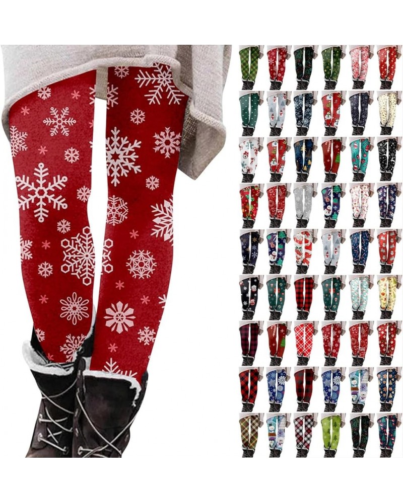 Leggings for Women Christmas Fashion Print Tunic Workout Leggings 2022 Winter Casual Slim Thick Plus Size Yoga Pants A Red $8...