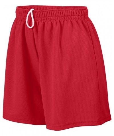 Ladies' Wicking Mesh Performance Workout Running Shorts Red $12.34 Activewear