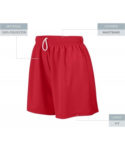 Ladies' Wicking Mesh Performance Workout Running Shorts Red $12.34 Activewear