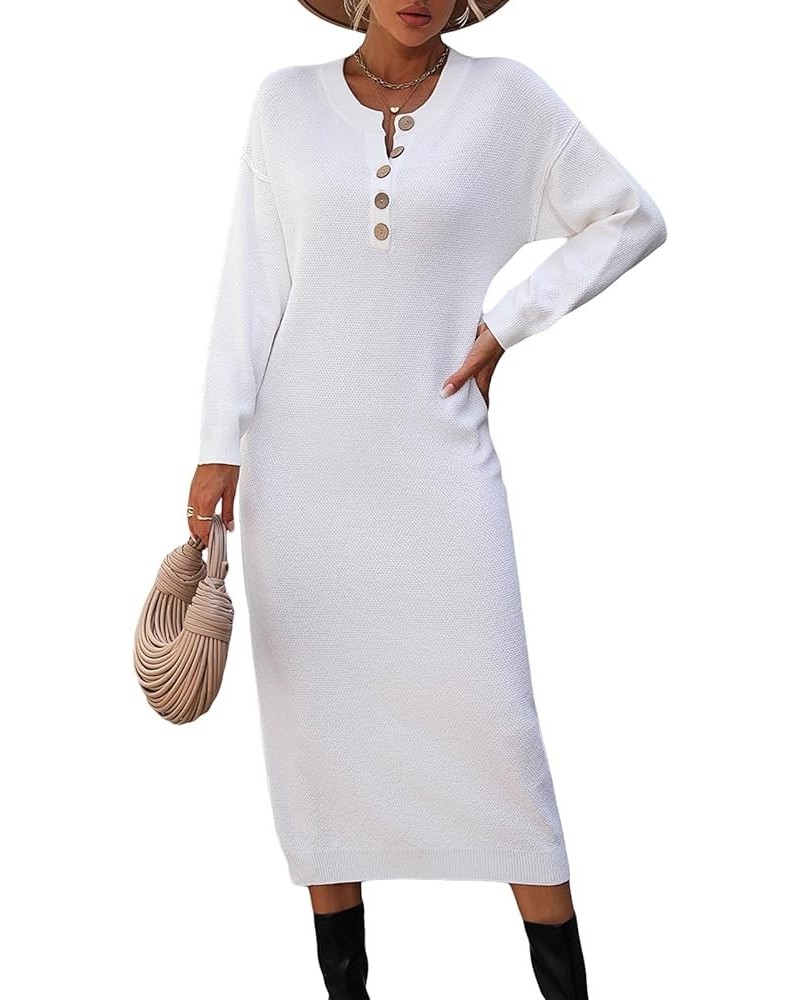 Women's Knit Bodycon Long Dress Casual Long Sleeve Backless Skinny Dress Slim Fitted Sweater Dress Party Clubwear F White $14...