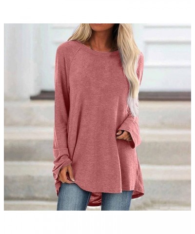 Womens Blouses Dressy Casual Cotton Solid Loose Pockets T Shirt Blouses Tops Ruffle Blouse for Women A13-pink $5.81 Shirts