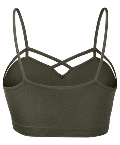 Womens Camisole Sleeveless Seamless Strappy Bralette Tops Bustier Crop Top 001-dark Olive $10.27 Tanks