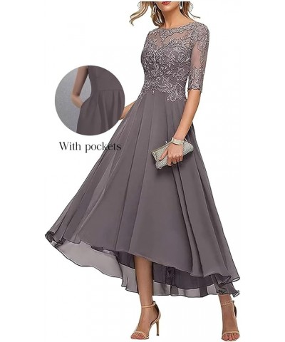 Lace Appliques Mother of The Bride Dresses for Wedding 3/4 Sleeve Tea Length Beaded Formal Evening Prom Dress Red $25.00 Dresses