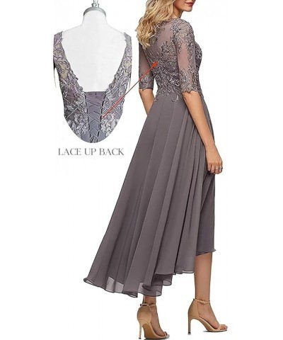 Lace Appliques Mother of The Bride Dresses for Wedding 3/4 Sleeve Tea Length Beaded Formal Evening Prom Dress Red $25.00 Dresses