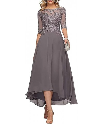 Lace Appliques Mother of The Bride Dresses for Wedding 3/4 Sleeve Tea Length Beaded Formal Evening Prom Dress Red $25.00 Dresses