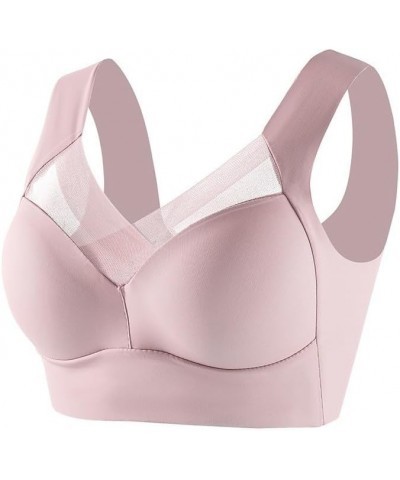 Bras for Women No Underwire Back Button Closure Lift Push Up Bras Comfort Everyday Bras Sports Bras for Older Women B04-pink ...