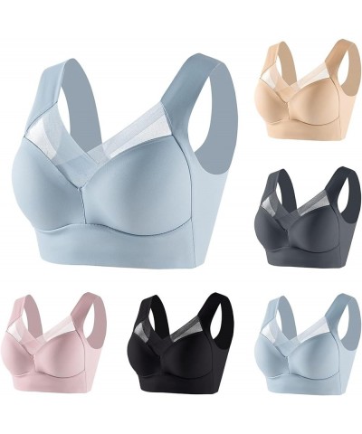 Bras for Women No Underwire Back Button Closure Lift Push Up Bras Comfort Everyday Bras Sports Bras for Older Women B04-pink ...