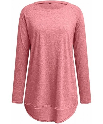 Womens Blouses Dressy Casual Cotton Solid Loose Pockets T Shirt Blouses Tops Ruffle Blouse for Women A13-pink $5.81 Shirts