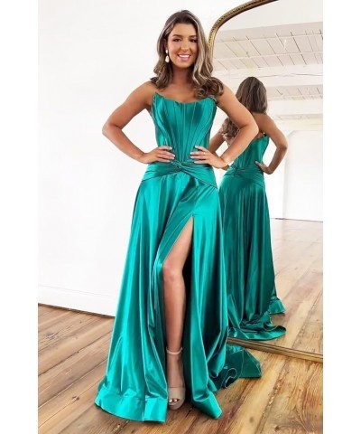 Corset Strapless Satin Prom Dress Long Formal Evening Party Dress with Slit Plum $40.00 Dresses