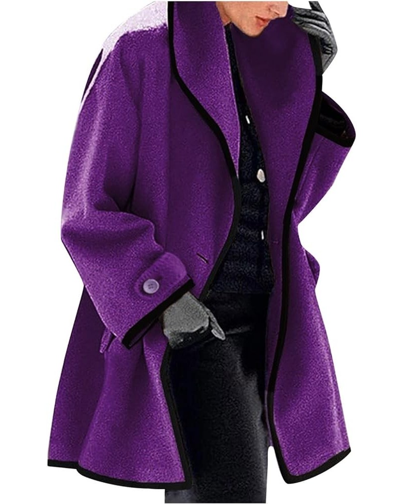 Women's Wool & Pea Coats,Women's Fuzzy Fleece Lapel Open Front Long Cardigan Coat Faux Fur Winter Outwear Jackets Purple $9.6...