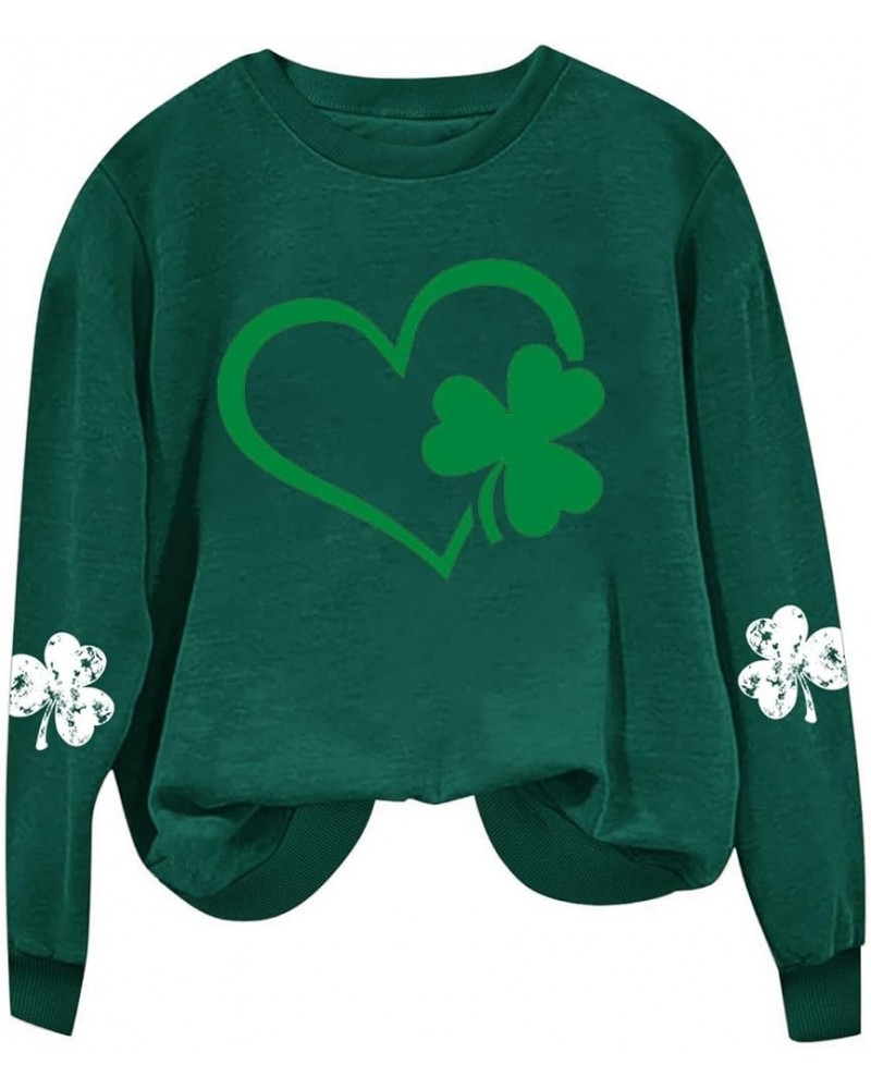 Womens St Patrick's Day Shirt Irish Shamrock Paddy's Day Graphic Festival Tees Lucky Clover Tops Long Sleeve Heart Sweatshirt...